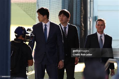 Shohei Ohtani And Ippei Mizuhara Of The Los Angeles Dodgers And Agent