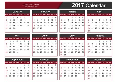 Editable 2017 Vector Calendar By 123freevectors On Deviantart