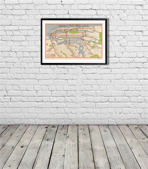 Vintage 1924 New York City Subway Map Antique Nyc Subway System Map