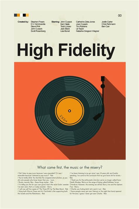 High Fidelity Mid Century Modern Inspired Print Etsy In 2020 Film