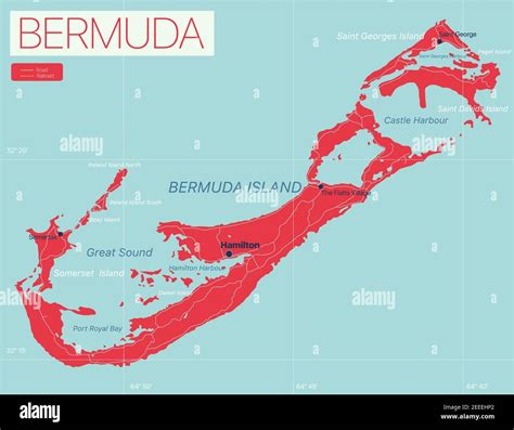 Bermuda Detailed Editable Map With Regions Cities And Towns Roads And