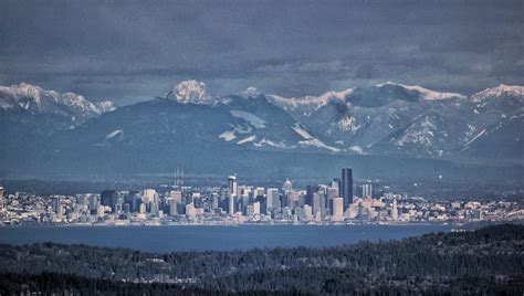 The Cascades And Seattle Seen Together From Green Mountain Beautiful