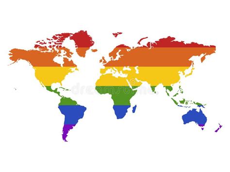Lgbt Rainbow Map Of The World Stock Vector Illustration Of Freedom