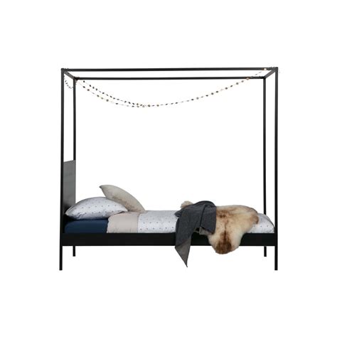 Czarne łóżko z baldachimem WOOOD Dani 90x200 cm Bonami