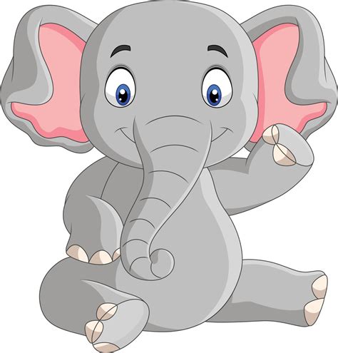 Cartoon Cute Baby Elephant Sitting 7270811 Vector Art At Vecteezy