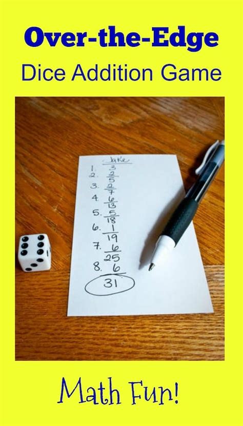 Over The Edge Dice Addition Game For Math Fun Jinxy Kids