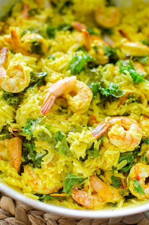 Add the ground turmeric, salt, and bay leaves, and cover with water or stock so it covers the rice by 1/2 inch. Turmeric Rice with Shrimp | Recipe | Shrimp, rice, Food ...