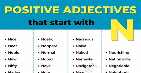 Adjectives That Start With N Letter Names