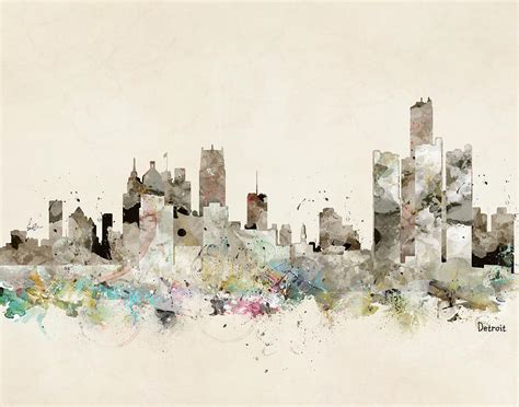 Detroit Michigan Skyline Painting By Bri Buckley Pixels