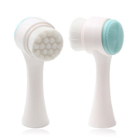 double side silicone facial cleanser brush portable size 3d face cleaning vibration massage face
