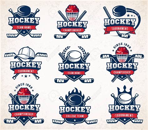 Collection Of Nine Colorful Vector Hockey Design And Insignias