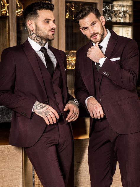 Mens Burgundy Suit 3 Piece Slim Fit Suits With Free Delivery