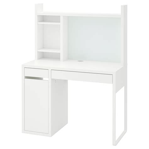 It's easy to keep cords and cables out of sight but close at hand with the cable outlet at the back. MICKE Desk - white - IKEA