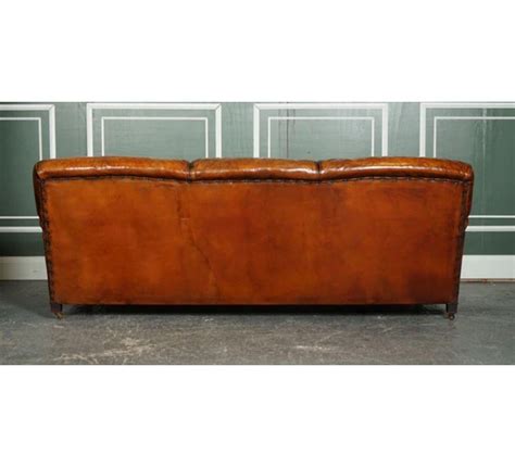 Vintage Brown Leather Hand Dyed Howards And Sons Style 3 Seater Sofa