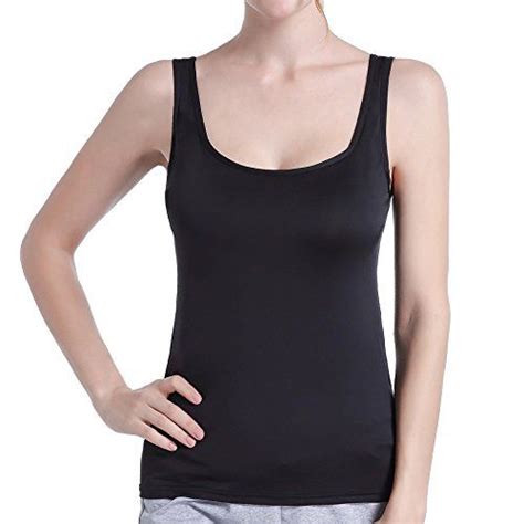 Hby Womens Camisole Built In Shelf Padded Bra Cami Bra Straps Tank Top Solid Color Tank Tops