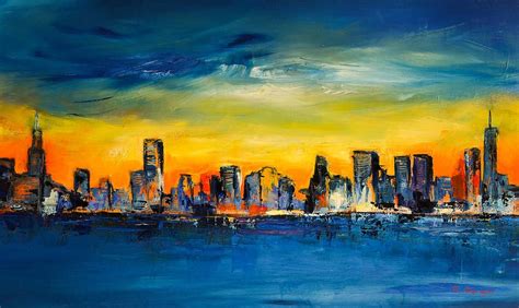 Chicago Skyline Painting By Elise Palmigiani City Scape Painting