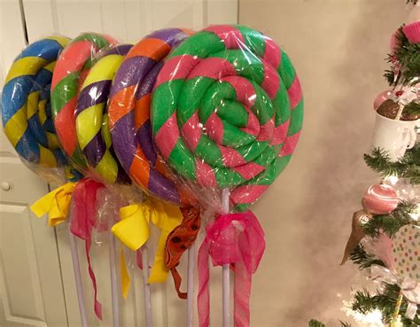 Set Of 5 Giant Outdoorindoor Lollipops Decor Christmas Etsy Candy