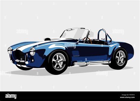 Clásicos Deportivos Coche Azul Ac Shelby Cobra Roadster Ilustración Vectorial Imagen Vector De