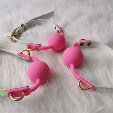 Adjustable Pink Pu Leather Open Mouth Gag Ball For Adult Toys Soft