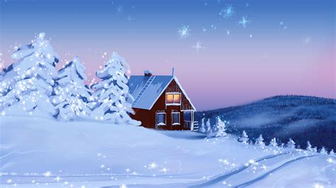 Download Wallpaper 3840x2160 House Snow Winter Landscape Art 4k Uhd