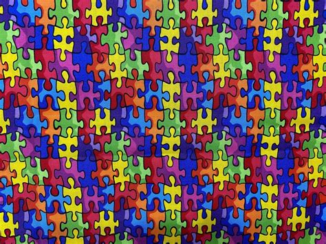 Autism Awareness Fabric Cotton Fabric Multi Color Fabric Puzzle