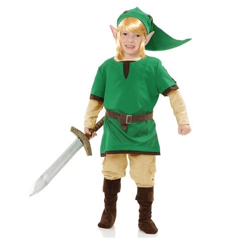 Link Boys Costume Legend Of Zelda Elf Warrior Video Game Gamer Cosplay