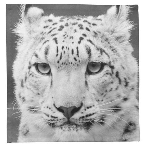 Beautiful Snow Leopard Black And White Portrait Cloth Napkin Zazzle