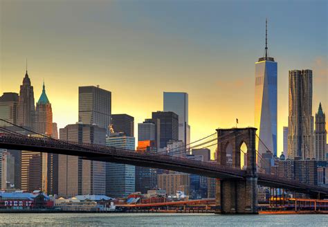 Murais De Parede New York Brooklyn Bridge At Sunset Em Europosterspt