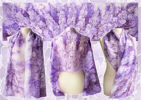 Sweet Pea Silk Scarf Violet Scarf Purple Scarves Hand Etsy Hand