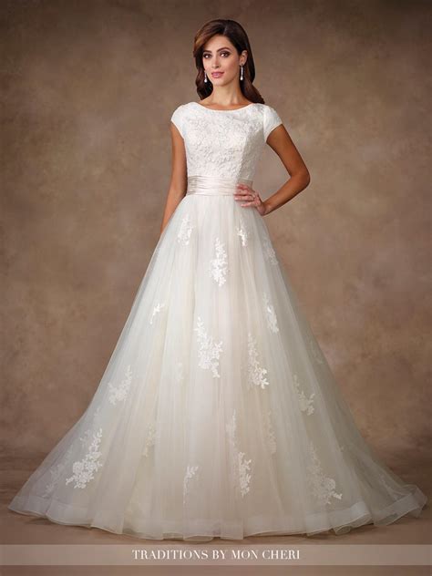 French Novelty Modest Bridal By Mon Cheri Tr11702 Organza Wedding Dress