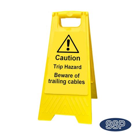 Caution Trip Hazard Beware Of Trailing Cables Self Standing Yellow Sign