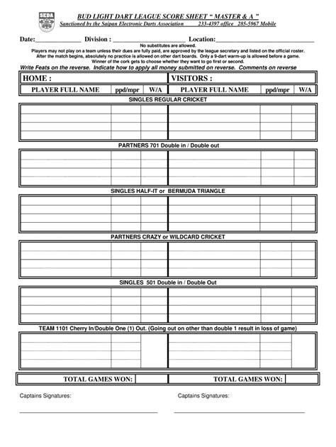 Dart League Score Sheets Download Fill Out And Sign Online Dochub