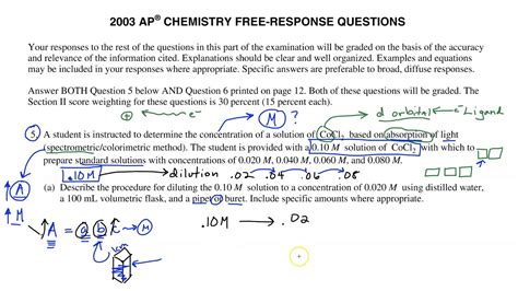 Ap Chemistry Spectrophotometry 2003 Question Reviewed Youtube