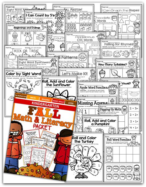Fall Math Literacy Fall Kindergarten