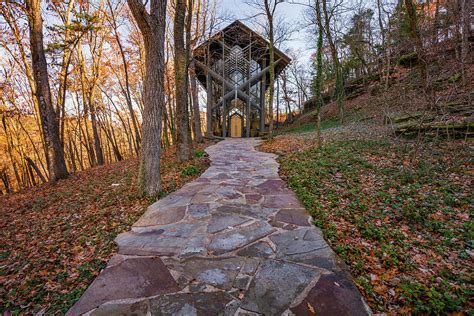 Autumn Landscape At Thorncrown Chapel In Eureka Springs Arkansas