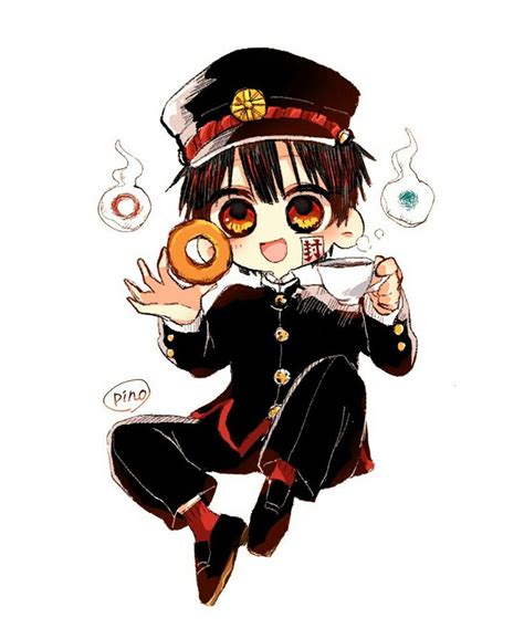 An Anime Character Is Holding A Donut In One Hand And Wearing A Hat On