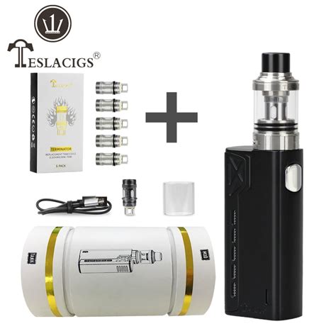 Extra 5pcs 02ohm Coil And 100 Teslacigs Electronic Cigarette Kit 90w