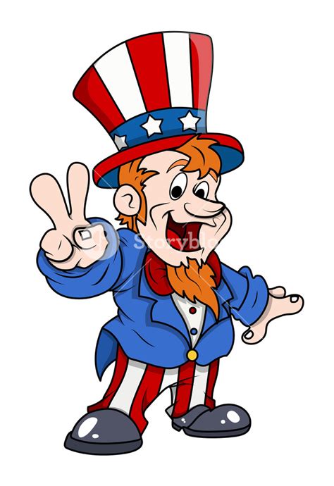 Happy Uncle Sam Victory Fingure Sign 4th Of July Vector Illustration