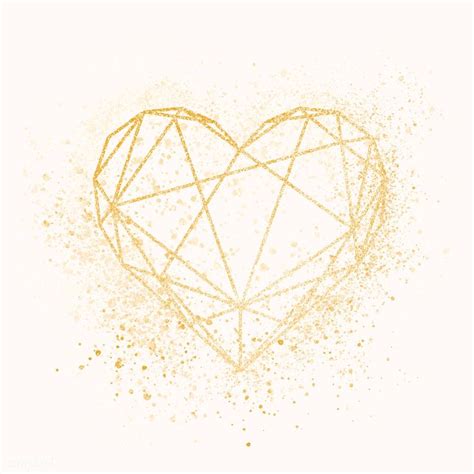 Shimmering Golden Geometric Heart Vector Premium Image By Rawpixel