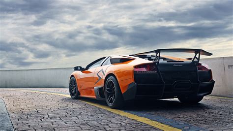 Download Wallpaper 1366x768 Lamborghini Murcielago Lp670 4 Sv Orange