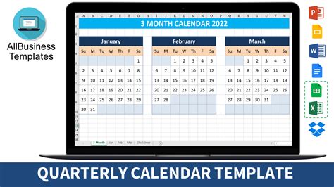 Gratis Quarterly Calendar 2022