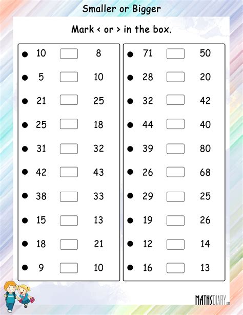 Math Worksheets For Grade 2 Comparing Numbers