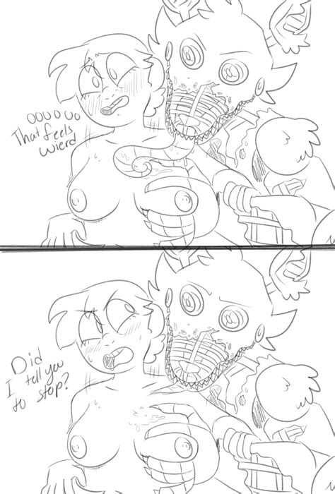 Rule 34 Animatronic Blush Breast Grab Breasts Comic Dialogue Drooling