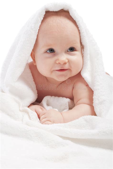 Baby Lying On A Towel Stock Photo Image Of Infant Covered