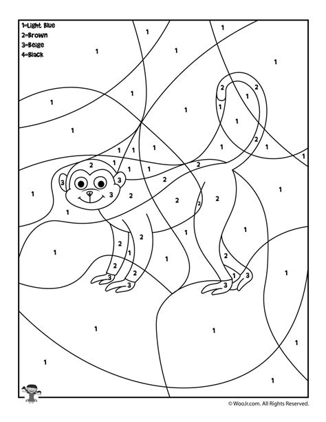 Monkey Color By Number Woo Jr Kids Activities