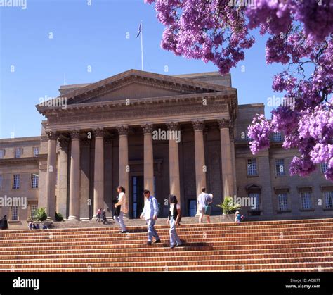 Students Walking Down Steps In Front Of The Great Hall At Witwatersrand