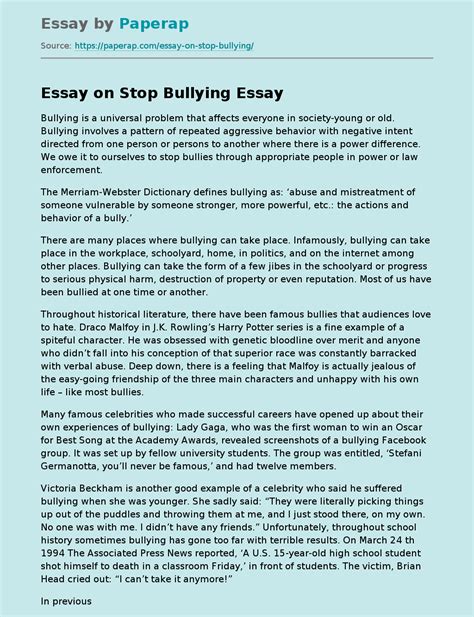 😝 why bullying should stop essay the importance of bullying awareness and prevention [essay