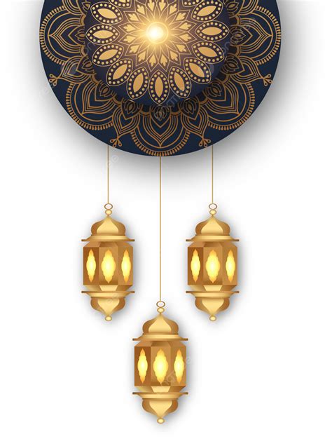 Gambar Tanglung Ramadan Lampu Emas Mewah Latar Belakang Telus Untuk