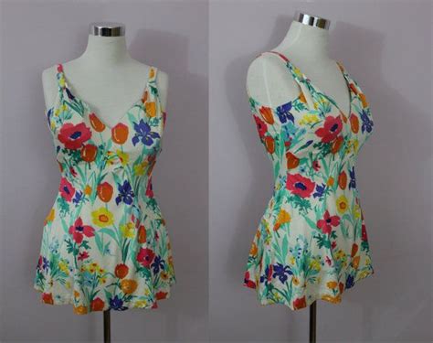 Vintage 70s Swimsuit 1970s Skirted Bathing Suit 70s Etsy