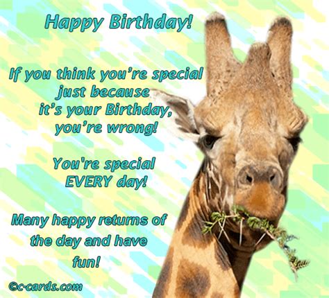 Special Every Day Giraffe Free Funny Birthday Wishes Ecards 123